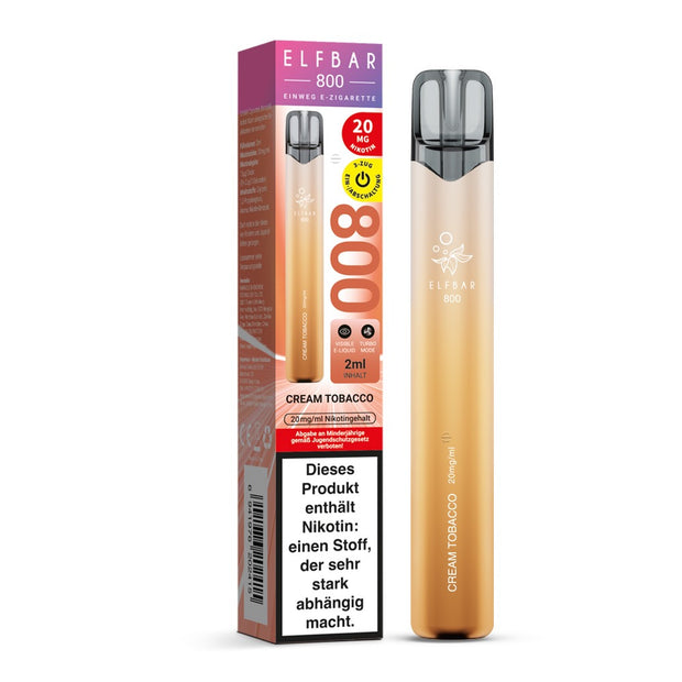 Elfbar 800 Cream Tobacco 20mg Einweg E-Zigarette mit Verpackung