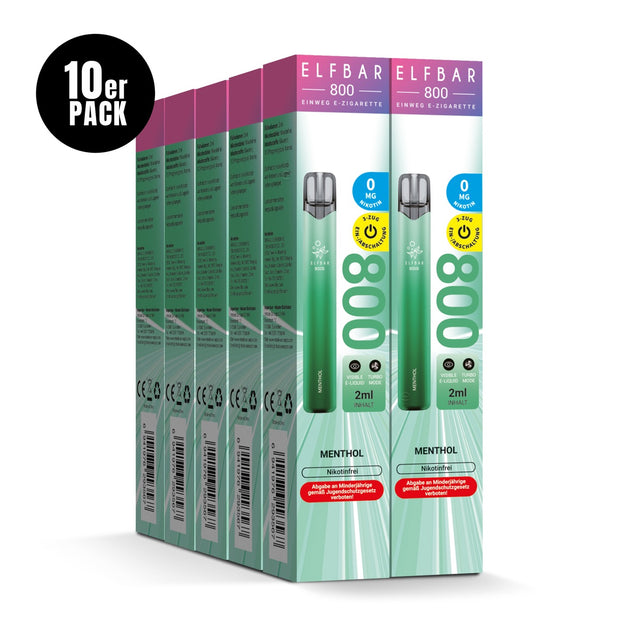 Elfbar 800 Menthol Nikotinfrei 10er Sparpaket mit zehn Packungen