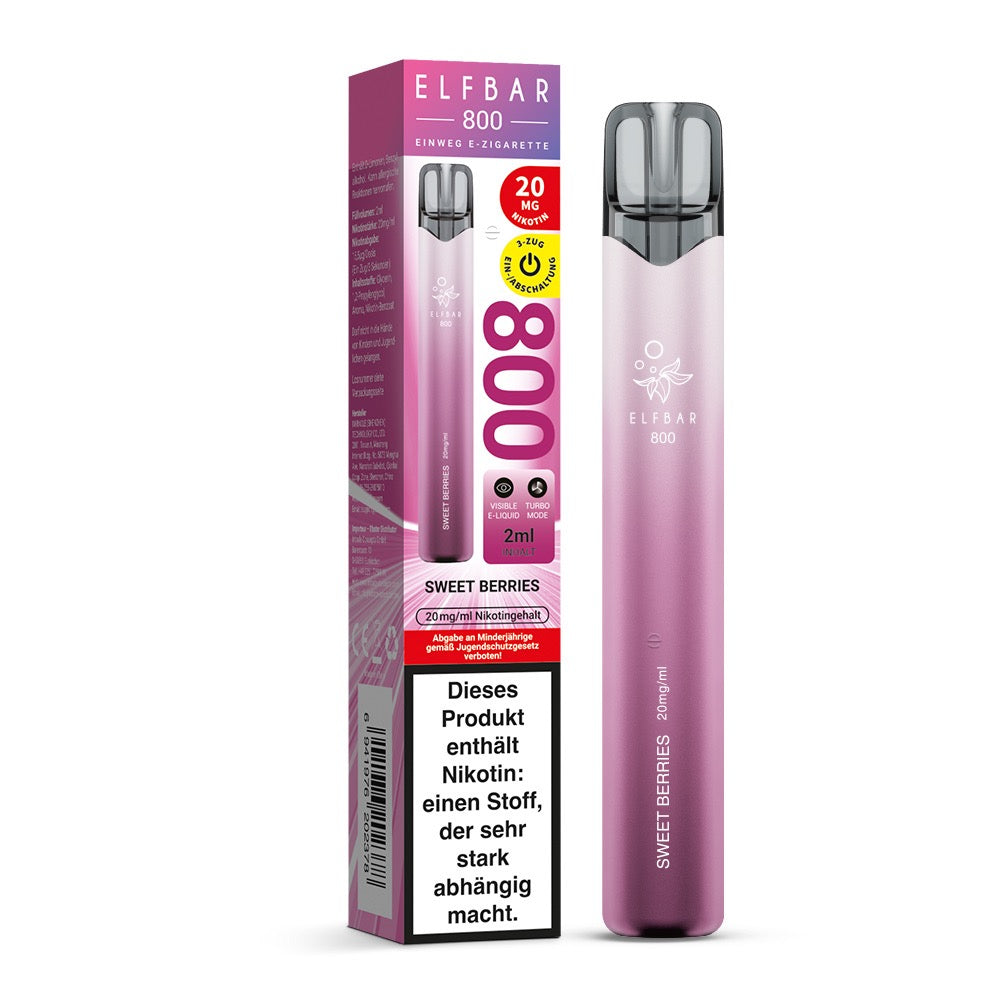 Elfbar 800 Sweet Berries 20mg Einweg E-Zigarette mit Verpackung