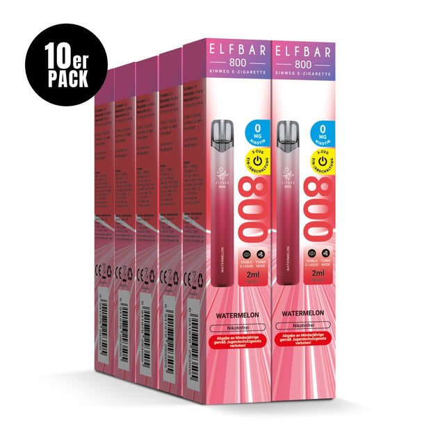 Elfbar 800 Watermelon Nikotinfrei 10er Sparpaket mit zehn Packungen