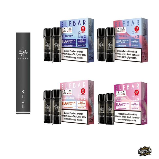Elfbar ELFA Akku Bundle mit Blueberry, Mix Berries, Watermelon und Blackberry Cherry Pods