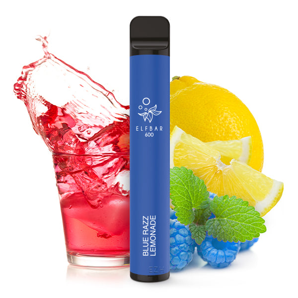 Elfbar nikotinfrei vor blauen Himbeeren und Zitronen