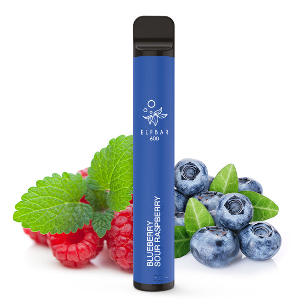 Vape mit Blaubeeren und sauren Himbeeren dekoriert