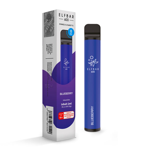 Elfbar 600 Blueberry Vape stehend mit Verpackung