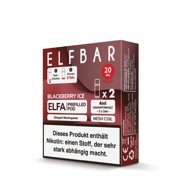 Elfa Pods Blackberry Ice 20mg – Fruchtige Brombeeren mit erfrischender Kühle Verpackung