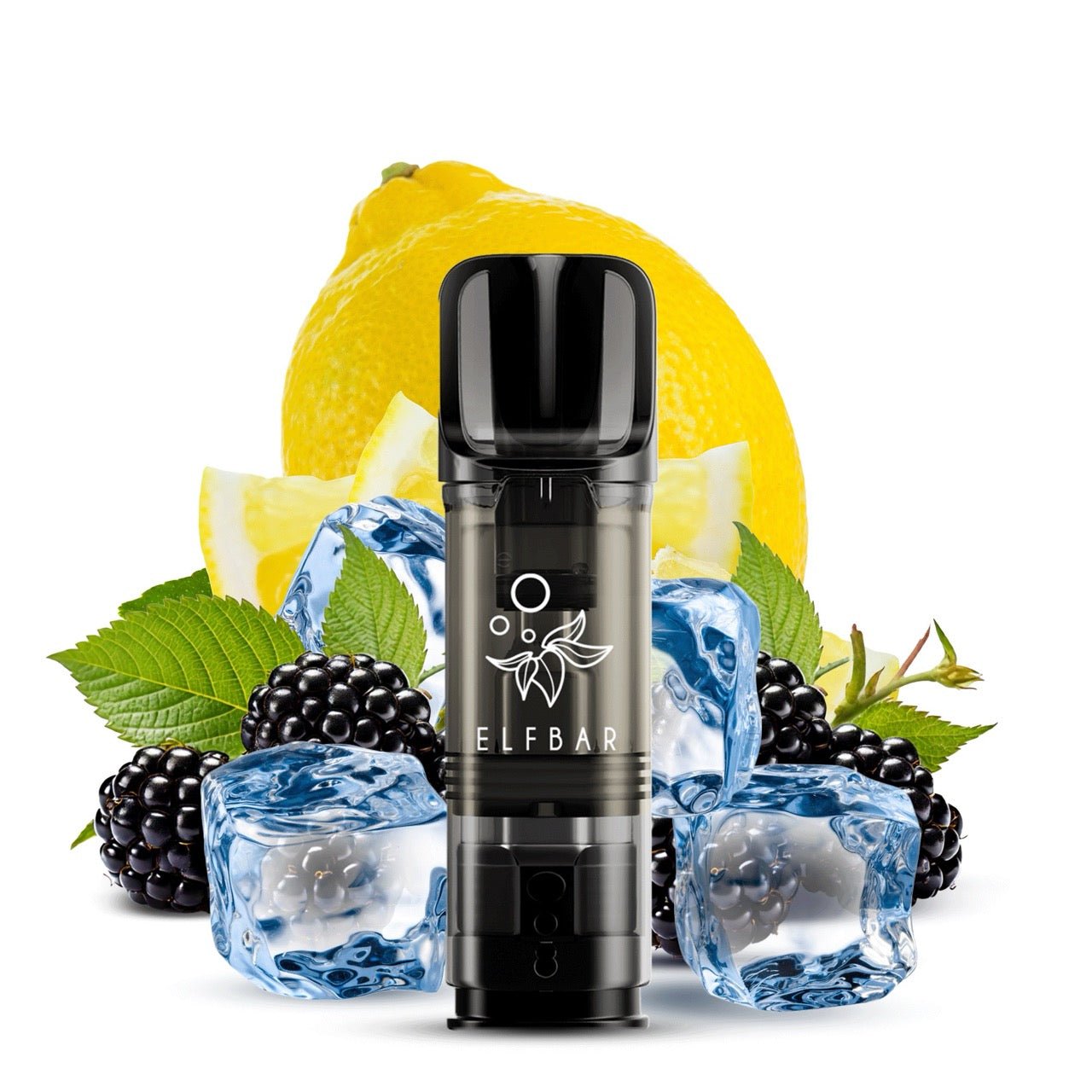 Elfbar ELFA Pod Blackberry Lemon 20mg vor Brombeer-Zitronen-Hintergrund, fruchtiger Pod, Smokeyz24.de