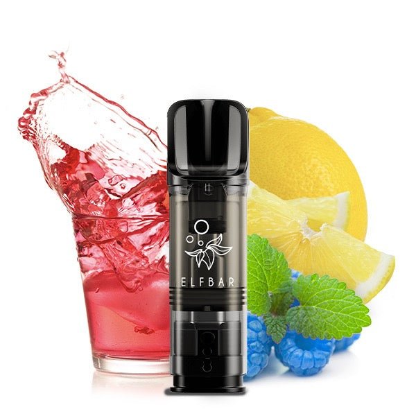 Elfbar ELFA Pod Blue Razz Lemonade 20mg vor Blue Razz Lemonade-Hintergrund, fruchtig-frische Nikotinsalz Pods, Smokeyz24.de