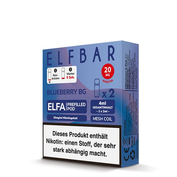Elfa Pods Blueberry Bubble Gum 20mg – Blaubeer-Kaugummi-Aroma Verpackung