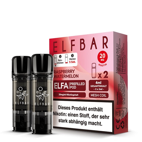 Elfa Pod Raspberry Watermelon 20mg – 2er-Pack von Elfbar, fruchtige Himbeeren & saftige Wassermelone