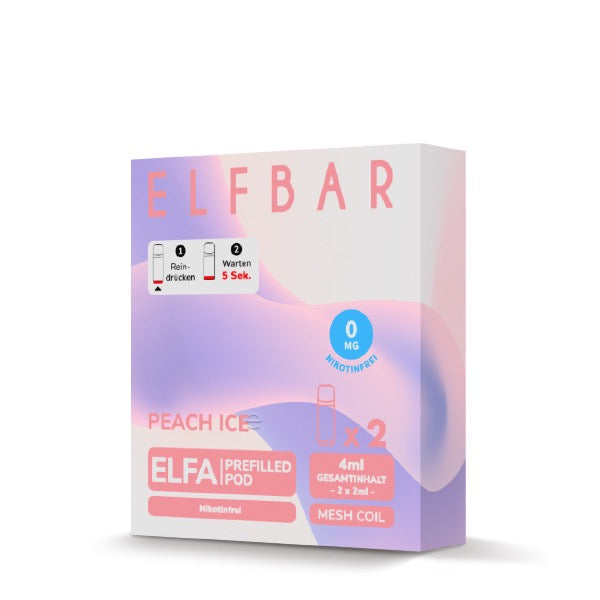 Elfa Pod Peach Ice 0mg – 2er Pack, passend für Elfa, Elfa Turbo & Lost Mary Tappo