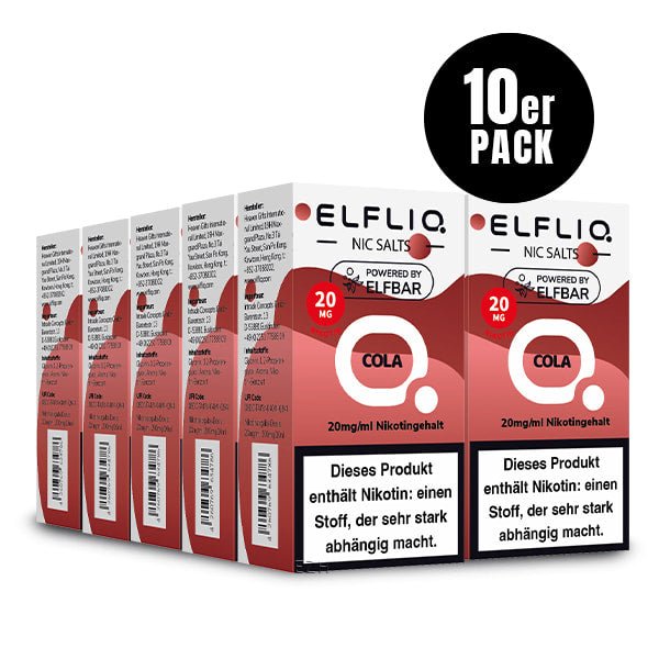 Elfliq Cola 20mg - 10x Sparpaket Nikotinsalz Liquid by Elfbar mit 10 Packungen (10er Pack)