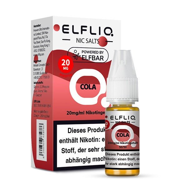 Elfliq Cola 20mg – Nikotinsalz Liquid Flasche mit Verpackung