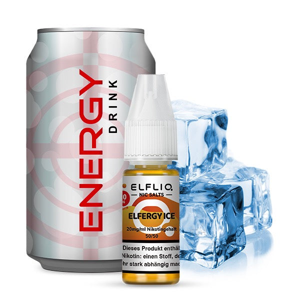 Elfliq Elfstorm Ice 20mg – Liquid Flasche mit eisiger Frische im Hintergrund