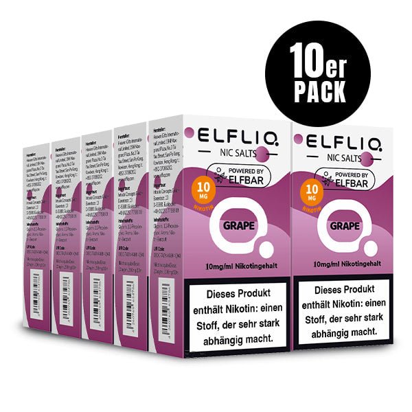 Elfliq Grape 10mg - 10x Sparpaket Nikotinsalz Liquid by Elfbar mit 10 Packungen (10er Pack)