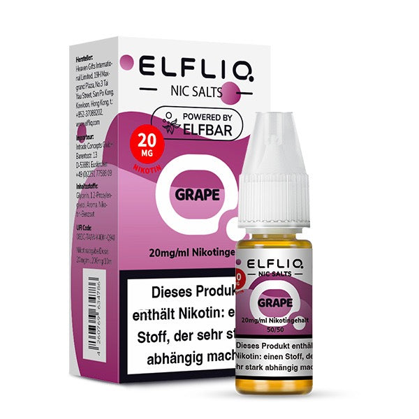 Elfliq Grape 20mg – Nikotinsalz Liquid Flasche mit Verpackung