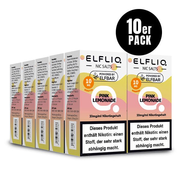Elfliq Pink Lemonade 10mg - 10x Sparpaket Nikotinsalz Liquid by Elfbar mit 10 Packungen (10er Pack)