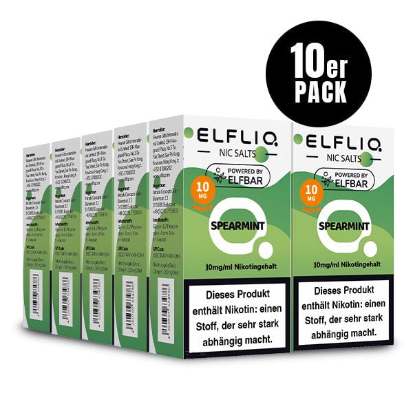 Elfliq Spearmint 10mg - 10x Sparpaket Nikotinsalz Liquid by Elfbar mit 10 Packungen (10er Pack)