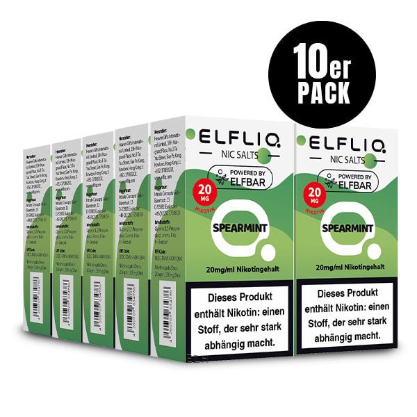 Elfliq Spearmint 20mg - 10x Sparpaket Nikotinsalz Liquid by Elfbar mit 10 Packungen (10er Pack)