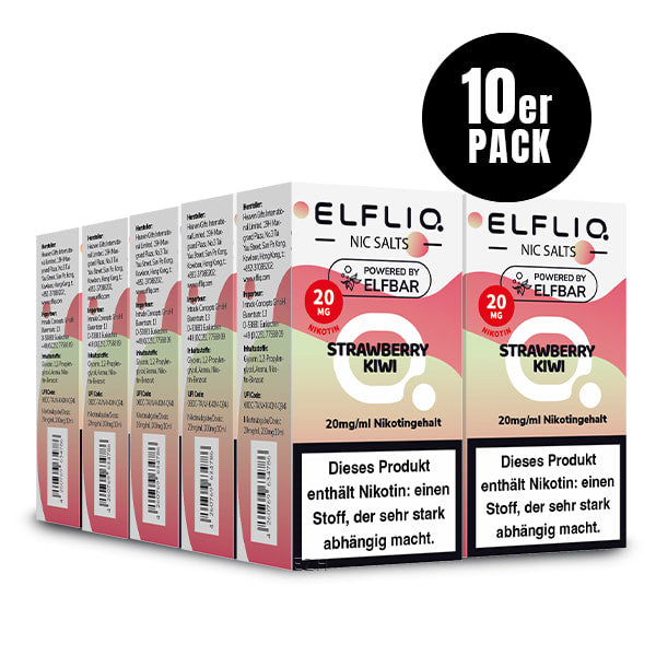 Elfliq Strawberry Kiwi 20mg - 10x Sparpaket Nikotinsalz Liquid by Elfbar mit 10 Packungen (10er Pack)