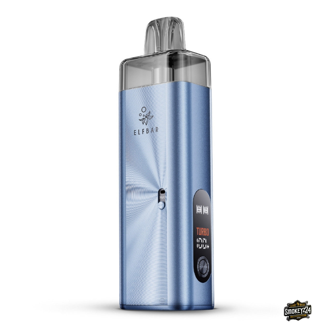 Elfbar ELFX MEGA Cyan/Blau: wiederbefüllbares Pod Kit mit Zugautomatik, Airflow und Eco/Turbo
