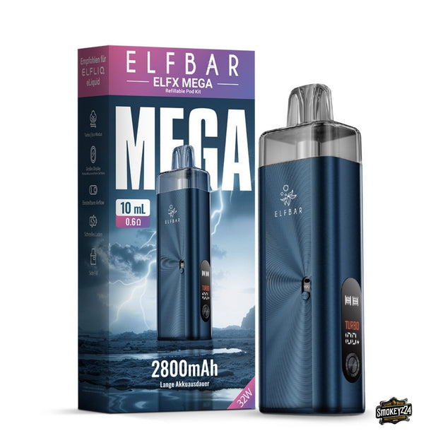 Elfbar ELFX MEGA Navy Blau - Pod Kit mit Verpackung, 2800mAh Akku und 10ml Refillable Pod