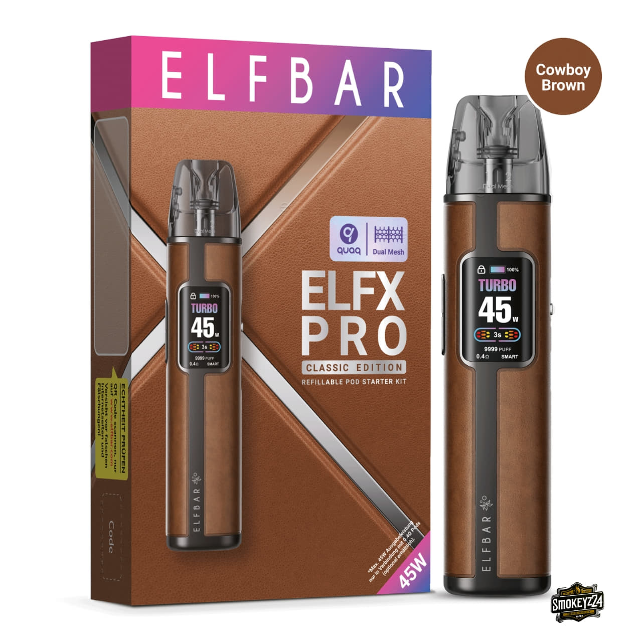 Elfbar ELFX Pro Refillable Kit Cowboy Brown mit Verpackung