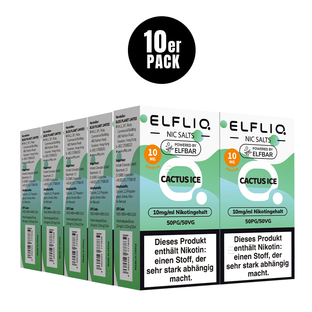 Elfliq Cactus Ice 10mg – 10x Sparpaket mit zehn 10-ml-Flaschen