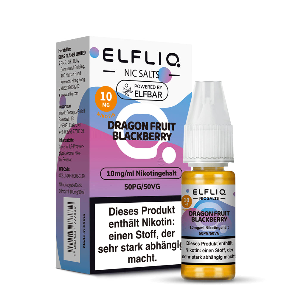 Elfliq Dragon Fruit Blackberry 10mg – 10-ml-Flasche mit Verpackung