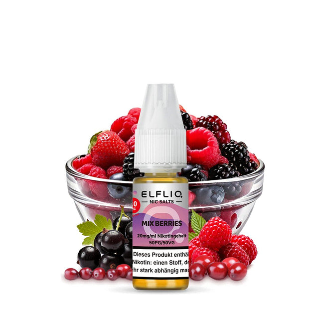 Elfliq Mix Berries 20mg Liquidflasche vor Beerenmix - fruchtiger Berries Geschmack mit frischer Note