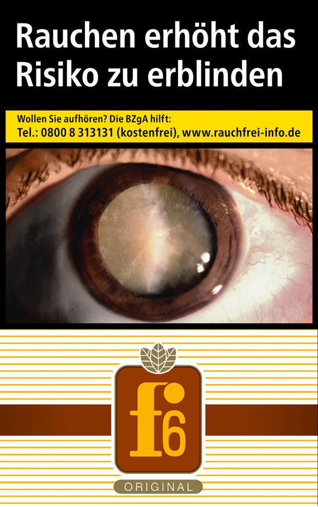 f6 Original Zigaretten – einzelne Packung frontal dargestellt