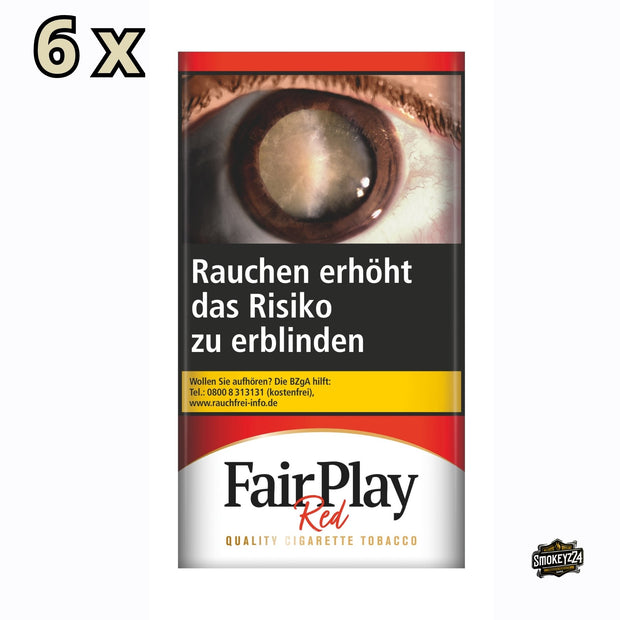 Fair Play Red Drehtabak 6×30 g Gebinde – American-Blend Feinschnitt, sechs wiederverschließbare Pouches, klassisch würziger Geschmack