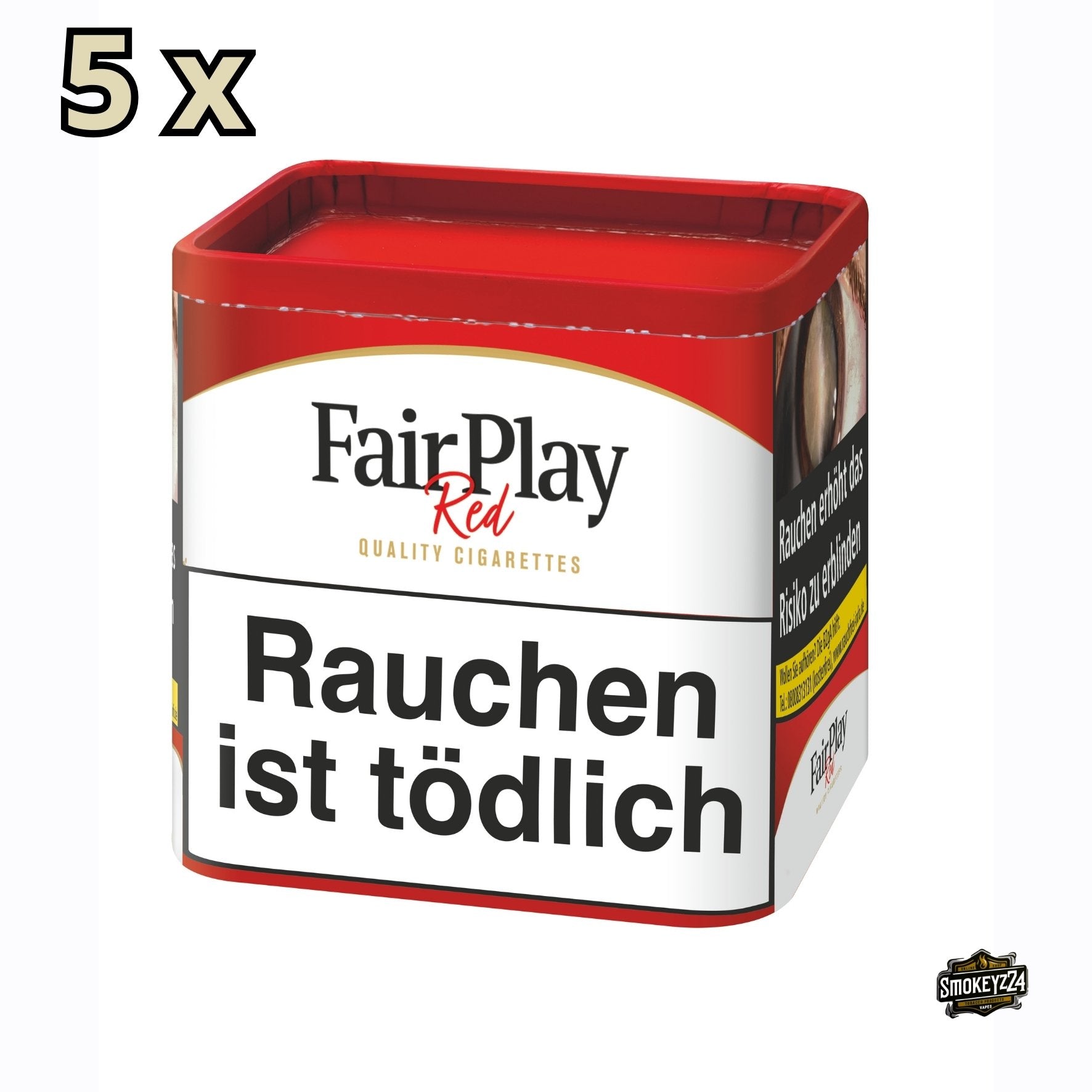 Fair Play Volumentabak 5×36g Dosen-Gebinde – American Blend Stopftabak, ergiebig für King-Size Filterhülsen