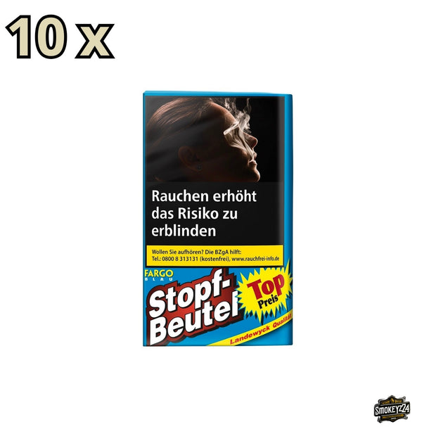 Fargo Stopfbeutel Blau 10x30g – Frontansicht des milden Feinschnitt-Gebindes für Dreher und Stopfer
