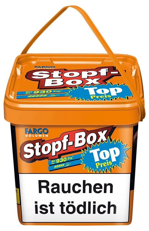 Fargo Volumen Stopfbox 400g – Frontansicht der großen Vorratsbox mit Volumentabak im kräftigen American Blend