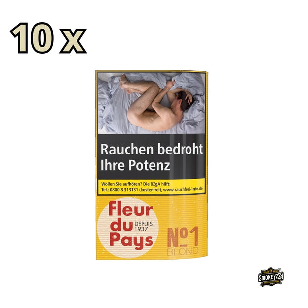 Fleur du Pays No. 1 Blond Drehtabak 10x30g Pouches – Gebinde Vorderansicht mit modernem Design und klarer Markenkennzeichnung