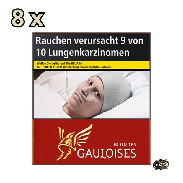 Stange mit 8 Packungen Gauloises Blondes Red à 28 Zigaretten in roter Verpackung