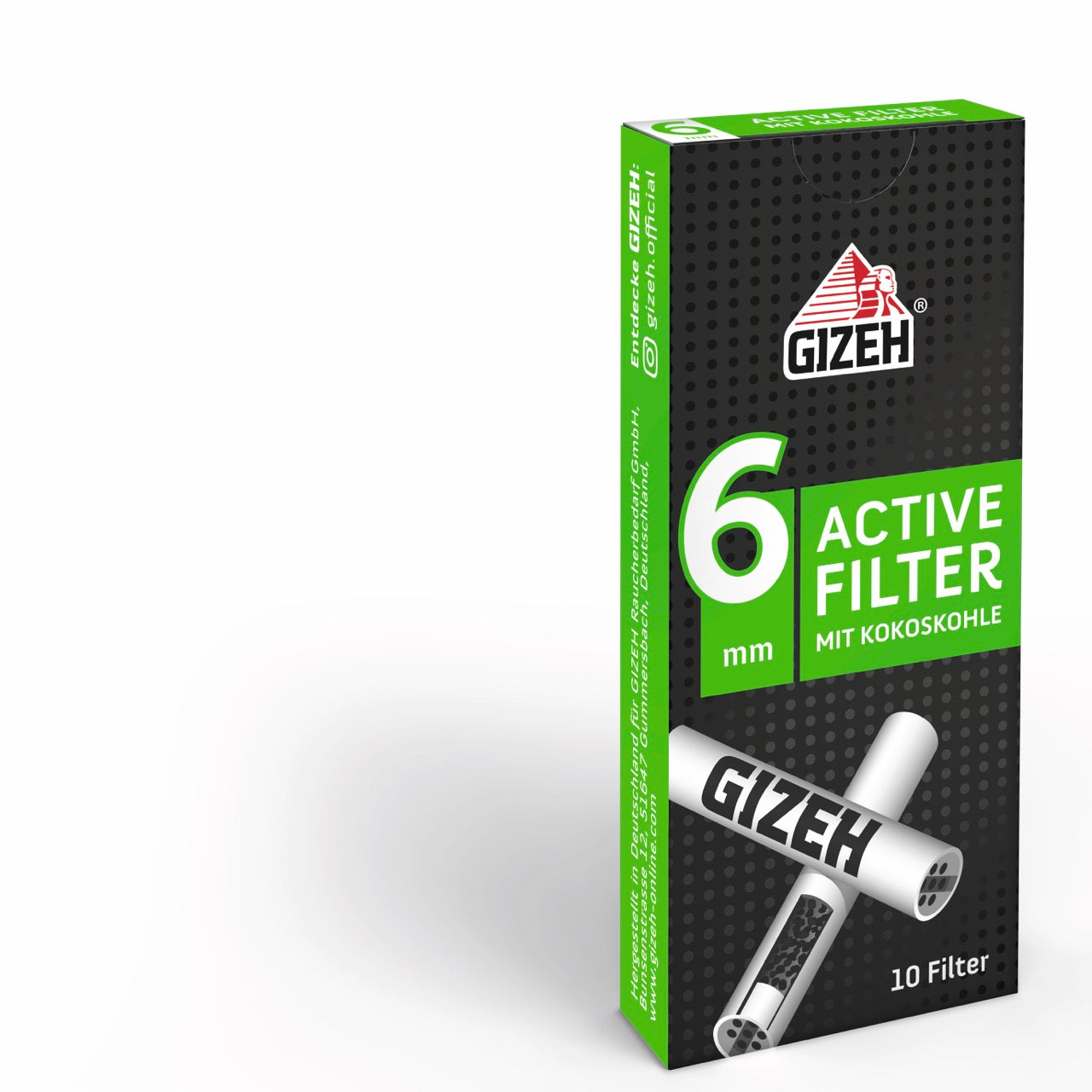 GIZEH Black Active Filter 6mm 10er Packung seitlich fotografiert