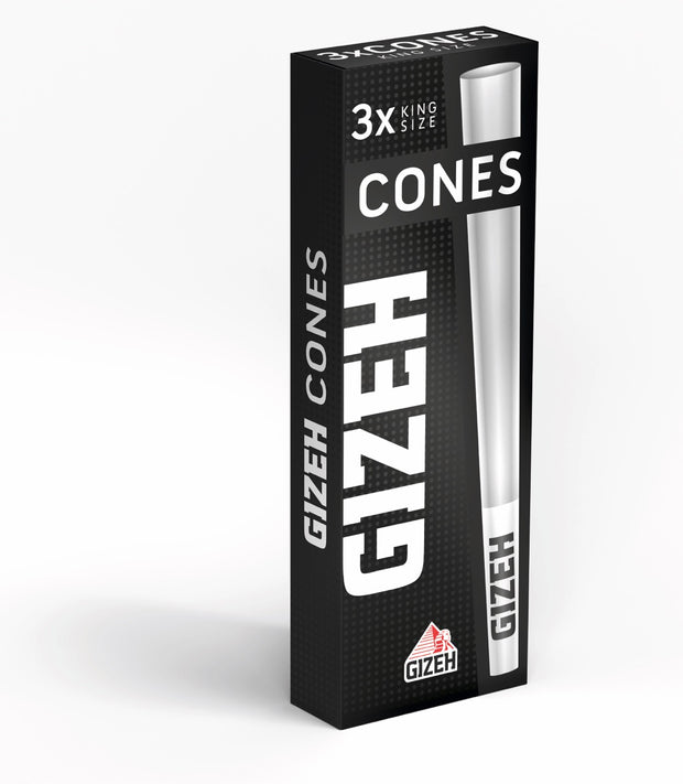 GIZEH Black Cones + Tip King Size, 3er Packung, seitlich fotografiert