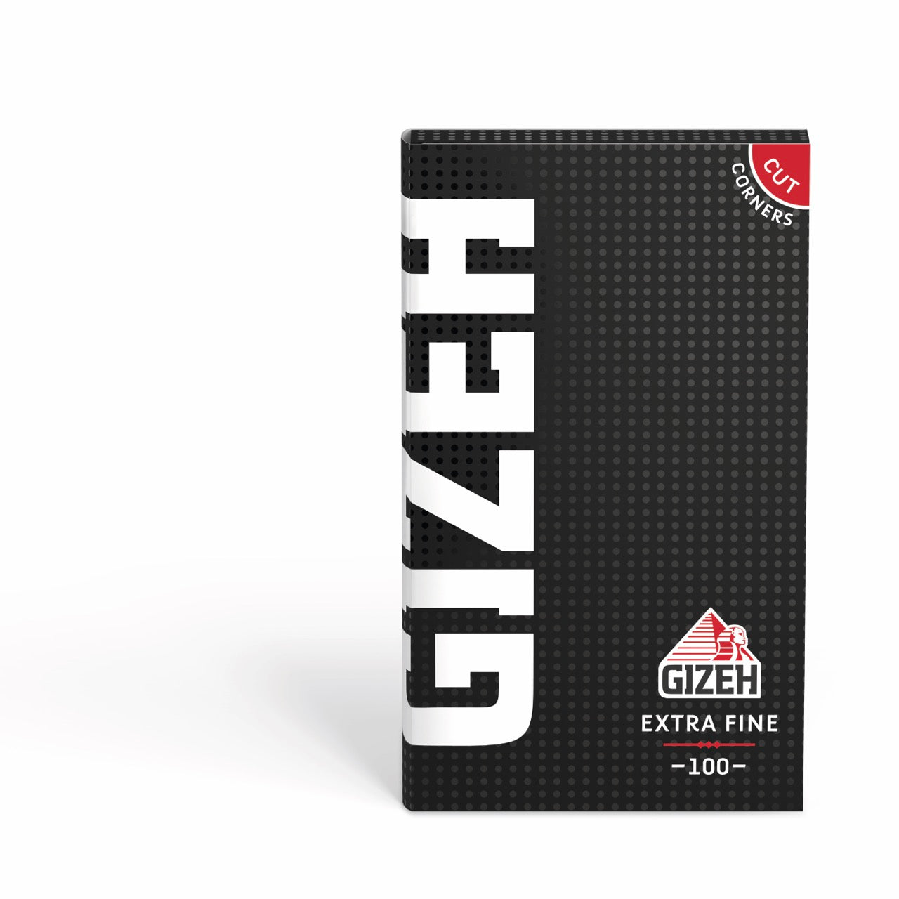 GIZEH Black Extra Fine Original Schwarz Weiß Blättchen 100 Blatt Packung frontal fotografiert