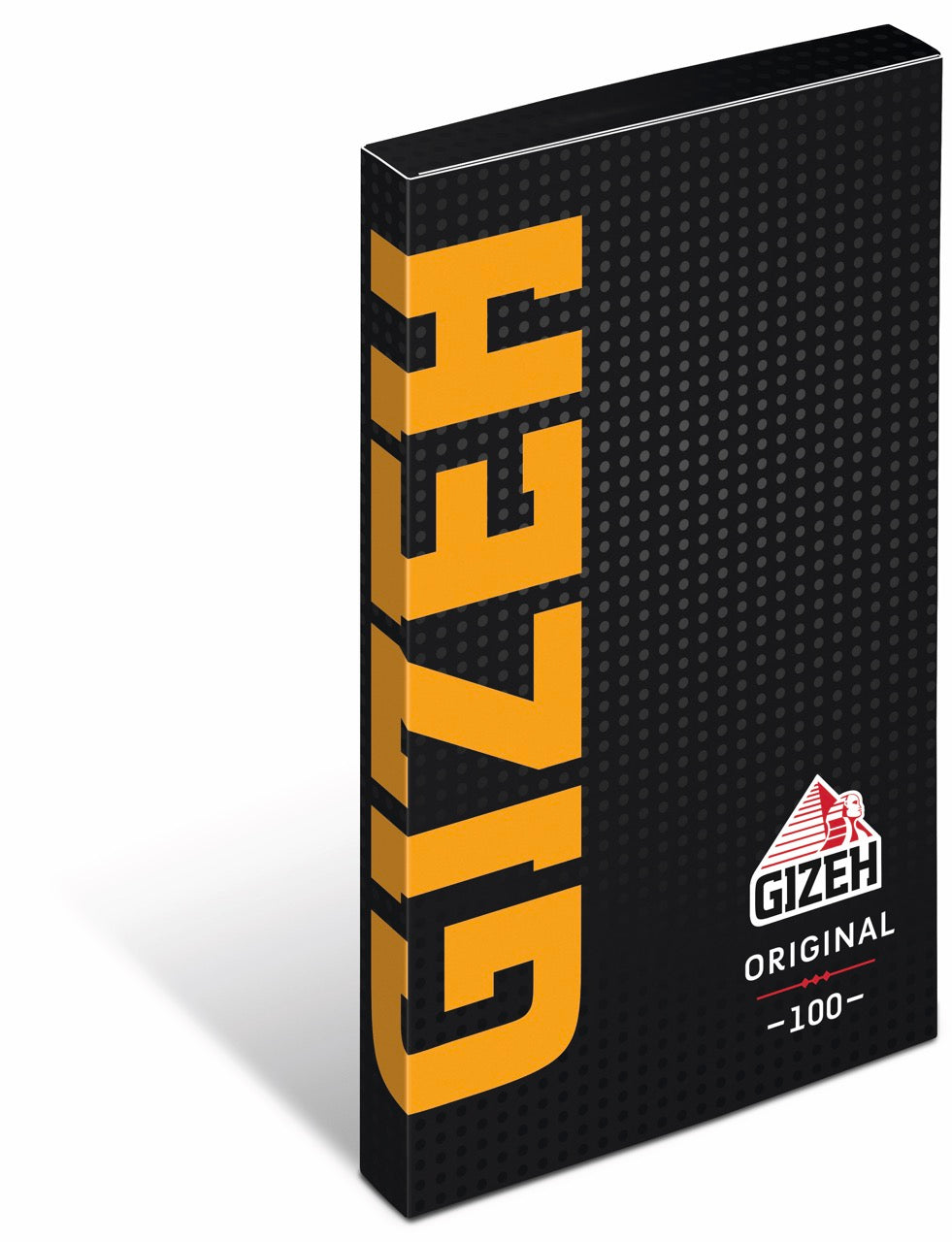 GIZEH Black Original Orange Blättchen 100 Blatt Packung seitlich fotografiert