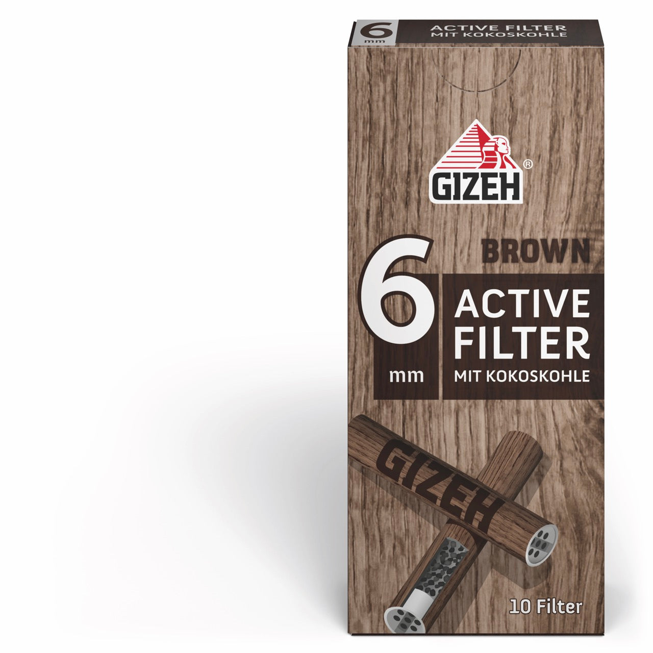 GIZEH Brown Active Filter 6mm 10er Packung frontal fotografiert