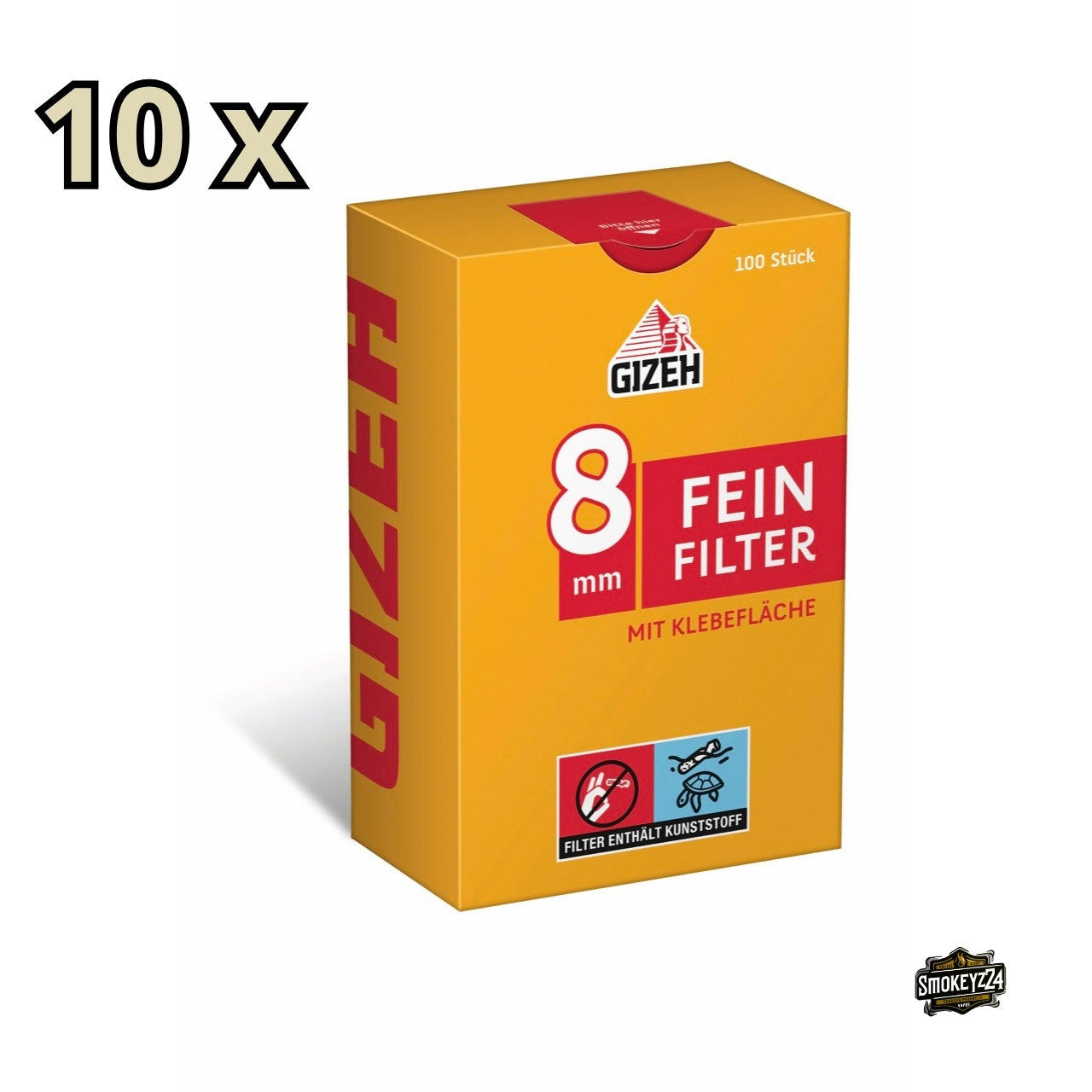 GIZEH Feinfilter 8mm 100er Packung seitlich fotografiert