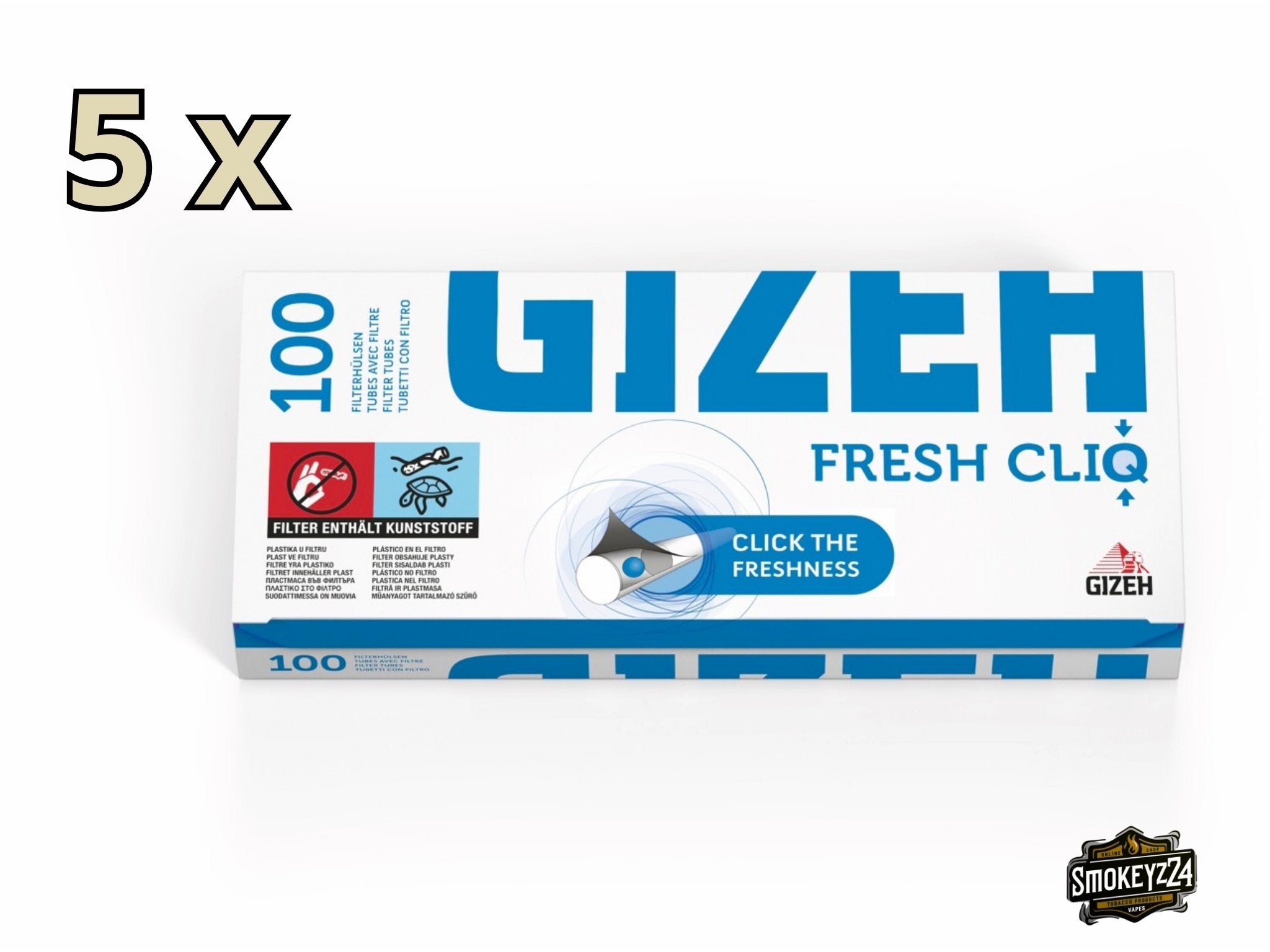 Gizeh Fresh Cliq Menthol Hülsen – Sparpaket mit 5x100 Filterhülsen und Klickkapsel für Mentholaroma
