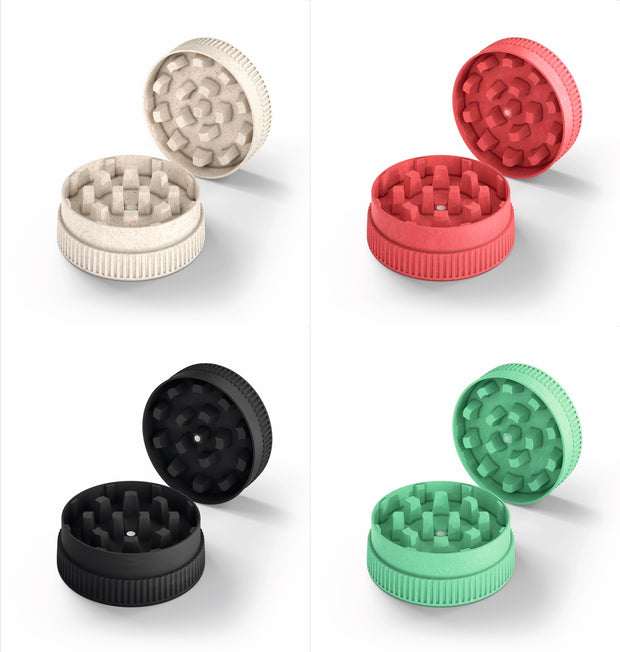 GIZEH Hemp Grinder – alle Farben geöffnet dargestellt