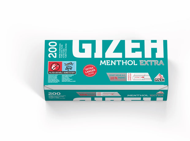 Gizeh Menthol Extra Hülsen – 200 Filterhülsen in aromatisierter Qualität mit langem Filter
