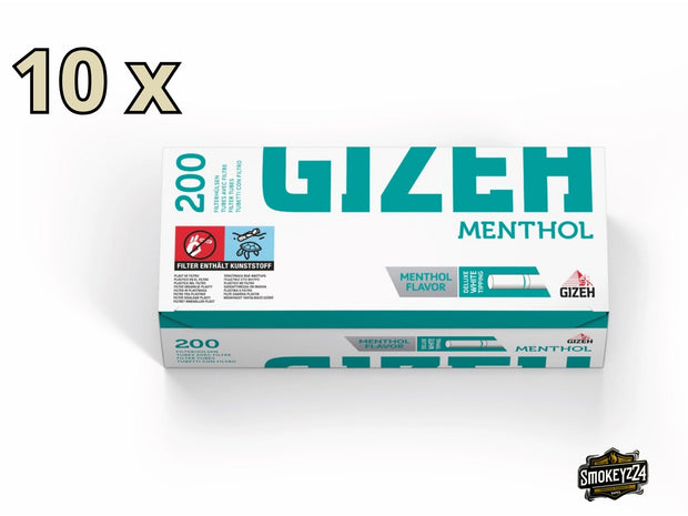 Gizeh Menthol Filterhülsen – Sparpaket mit 10x200 Hülsen in aromaversiegelter Verpackung mit Mentholfilter