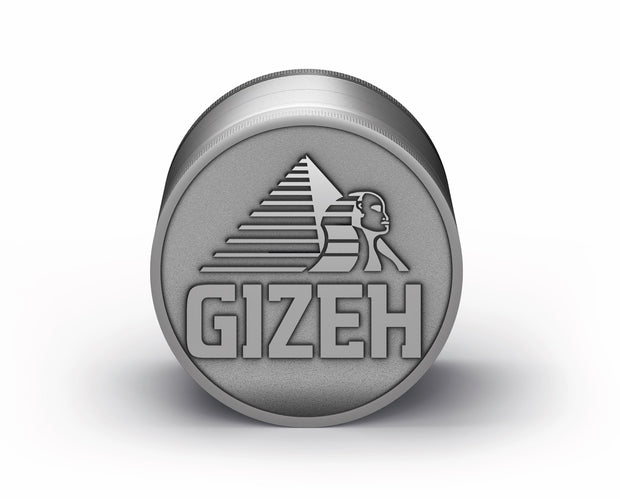 GIZEH Metall Grinder 50mm – silberner Grinder geschlossen, frontal liegend