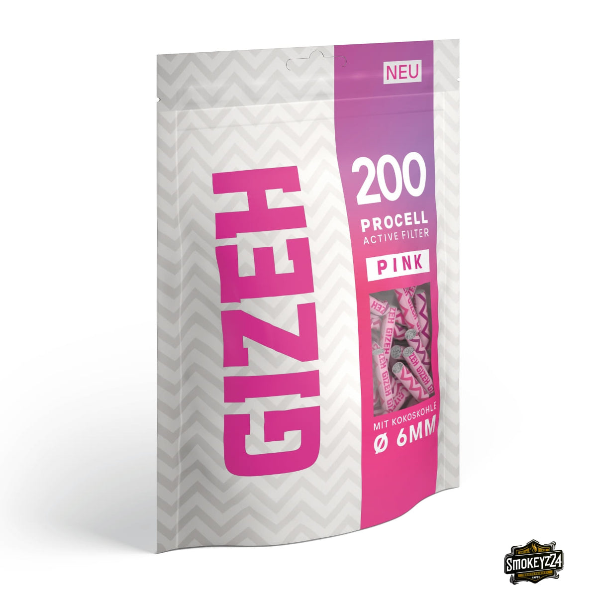 GIZEH ProCell Active Filter 6mm Pink - 200er Beutel seitlich
