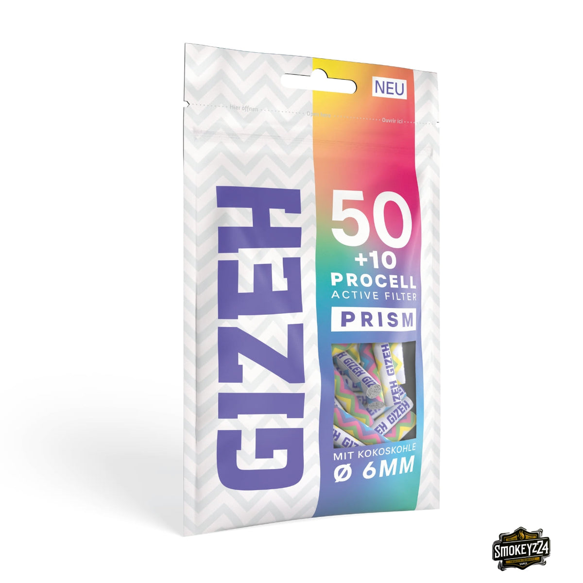GIZEH ProCell Active Filter 6mm Prism - 60er Beutel (50+10) seitlich