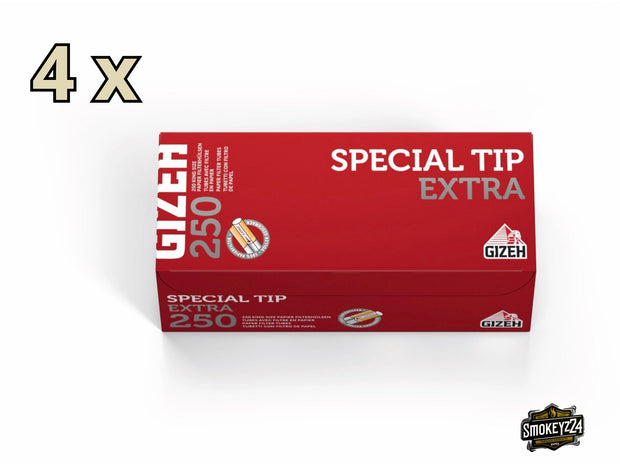 Gizeh Special Tip Extra Hülsen – 4x250 Stück Sparpaket mit roter Verpackung, frontal fotografiert